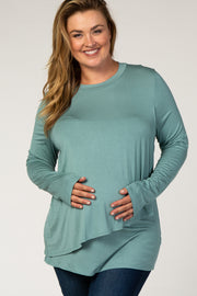 PinkBlush Sage Long Sleeve Draped Plus Maternity/Nursing Top