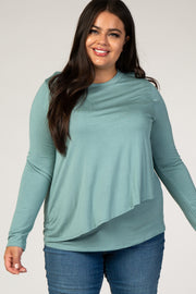 PinkBlush Sage Long Sleeve Draped Plus Nursing Top