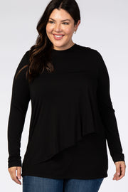 PinkBlush Black Long Sleeve Draped Plus Nursing Top