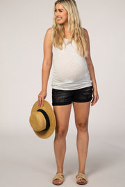 PinkBlush Black Distressed Cuffed Maternity Jean Shorts