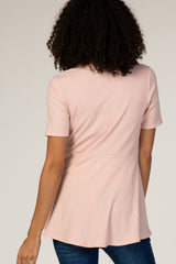 PinkBlush Pink Ribbed Button Accent Maternity Blouse