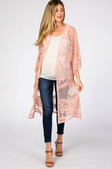 Light Pink Mesh Lace Maternity Cover Up