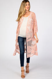 Light Pink Mesh Lace Maternity Cover Up