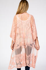 Light Pink Mesh Lace Maternity Cover Up