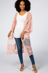 Light Pink Mesh Lace Maternity Cover Up