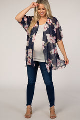 Navy Floral Maternity Cover Up