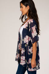 Navy Floral Cover Up