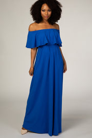 Royal Blue Off Shoulder Maxi Dress