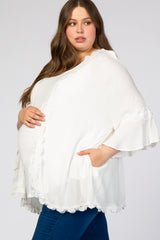 Ivory Crochet Lace Trim Maternity Plus Cover Up