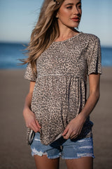 Beige Animal Print Maternity Blouse