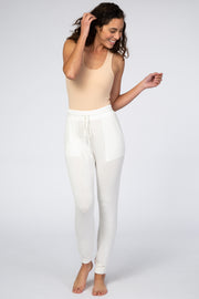 White Soft Brushed Drawstring Lounge Pants