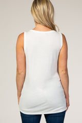 White Ribbed Maternity Tank Top