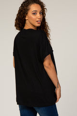 Black Cuffed Sleeve Basic Maternity Tee