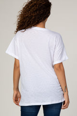 White Cuffed Sleeve Basic Maternity Tee