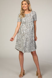 Grey Animal Print Maternity Babydoll Dress