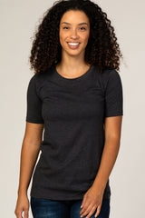 Charcoal Crew Neck Short Sleeve Top