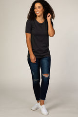 Charcoal Crew Neck Short Sleeve Top