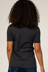 Charcoal Crew Neck Short Sleeve Top