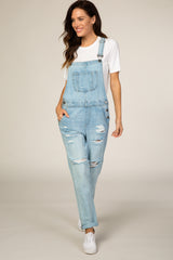 Light Wash Distressed Denim Overalls