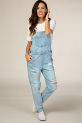 Light Wash Distressed Denim Overalls