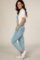 Light Wash Distressed Denim Overalls