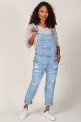 Light Wash Distressed Denim Overalls