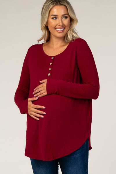 PinkBlush Red Ruched Maternity Tank Top