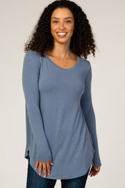 Slate Blue Basic Long Sleeve Top