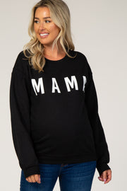 Black Screen Print Mama Maternity Pullover Sweatshirt