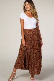 Rust Pleated Animal Print Maternity Maxi Skirt