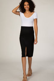 Black Ribbed Maternity Skirt