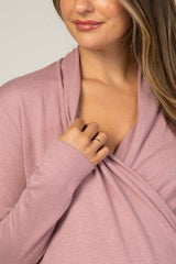 Mauve Draped Wrap Maternity/Nursing Top