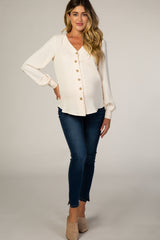 Ivory Button Up Maternity Blouse