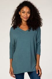 Teal V-Neck Dolman Sleeve Top