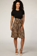 Black Animal Print Colorblock Dress