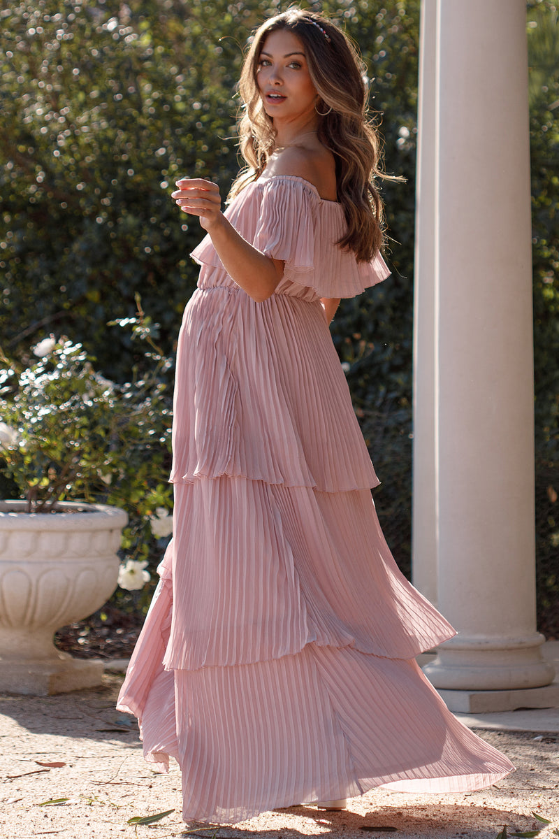 Mauve Pleated Ruffle Tiered Maternity Maxi Dress – PinkBlush