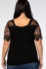 Black Lace Sleeve Plus Blouse