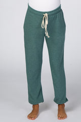 Green Soft Brushed Drawstring Maternity Lounge Pants