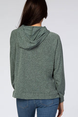 Green Heather Drawstring Hooded Top