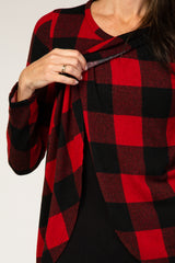 Red Checkered Layered Nursing Top