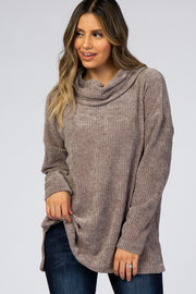 Mocha Chenille Cowl Neck Top