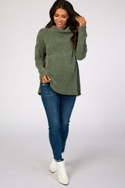 Olive Chenille Cowl Neck Maternity Top