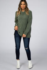 Olive Chenille Cowl Neck Top