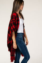 Red Plaid Sweater Poncho