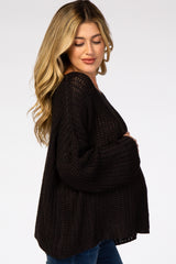 Black Chunky Knit Boat Neck Maternity Sweater