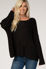 Black Chunky Knit Boat Neck Maternity Sweater