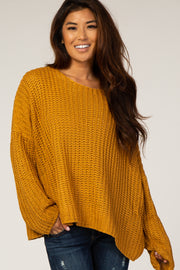 Yellow Chunky Knit Boat Neck Sweater