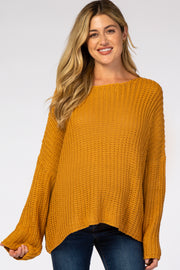 Yellow Chunky Knit Boat Neck Maternity Sweater