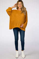 Yellow Chunky Knit Boat Neck Maternity Sweater