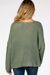 Light Olive Chunky Knit Boat Neck Maternity Sweater